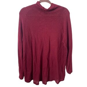 Anthropologie Sans Souci Burgundy Open Knit Pullover Sweater Mock Neck M‎